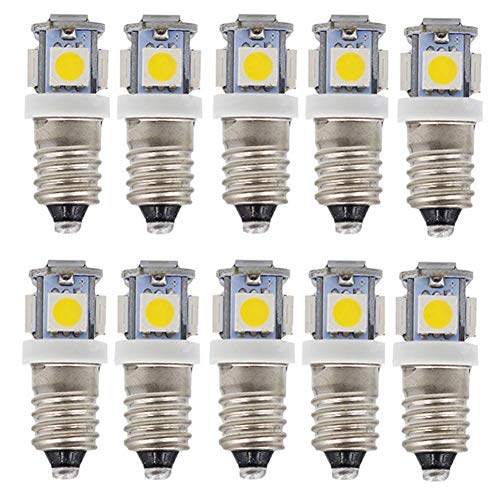 GutReise E10 AC LED Glühbirnen 10 Stück 12V Warmweiß 5LED Lampen E10 Miniatur Schraube 1 Watt 50Lm AC12V Warmweiß