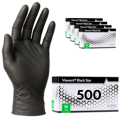 Einweghandschuhe 500 Stück M Nitrilhandschuhe Schwarz Puderfreie latexfreie Einmalhandschuhe Reißfest feinfühlig EN 455 EN 374 Gr. XS S M L XL