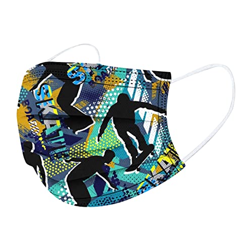50 Stück Mundschutz Kinder Einweg 3-lagig mit Coole Motiv Bunt Mund Nasenschutz Cartoon Druck Tücher Atmungsaktiv Mund-Tuch Bandana Halstuch Schals