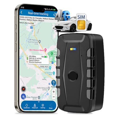 GPS Tracker Auto 4G Tracker mit SIM-Karte Echtzeit Tracking Wasserdicht Diebstahlschutz Sehr Lange Akkulaufzeit 20000mAh Magnet GPS Tracker für Auto Wohnmobil LKW Boot Anhänger Kostenlose App