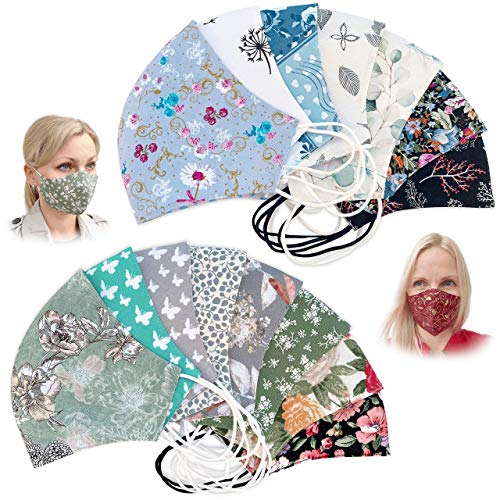 KateMotiveShop Gesichtsmaske Floral Series   Stoffmaske für Kinder Erwachsene 2 lagig verschiedene Farben Große Auswahl