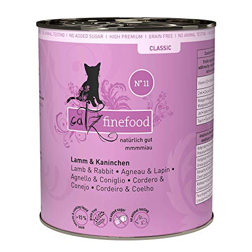 catz finefood N 11 Lamm Kaninchen Feinkost Katzenfutter verfeinert mit Cranberries Karotte 6x 800g Dosen