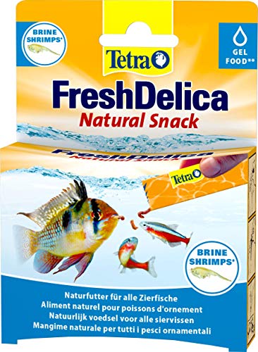 Tetra FreshDelica Brine Shrimps - natürlicher Snack mit Artemia für Zierfische Leckerbissen in Gelee 16 x 3 g Beutel