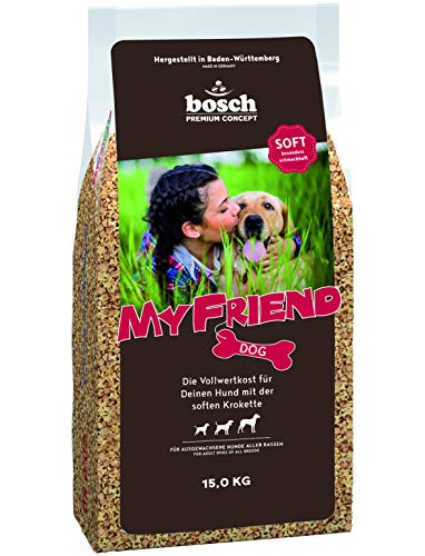bosch My Friend Soft Hundefutter für ausgewachsene Hunde aller Rassen Vollwertkost mit softer Krokette 15 kg