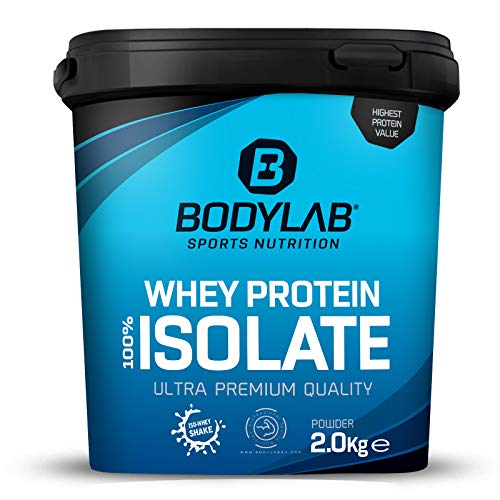 Whey Protein Isolate 2kg Neutral Bodylab24 Eiweißpulver aus Whey Isolat Whey Protein-Pulver kann den Muskelaufbau unterstützen konzentriertes Iso-Whey-Protein frei von Aspartam
