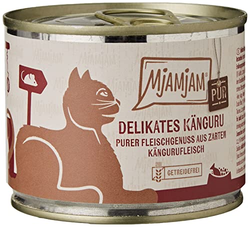 MjAMjAM - Premium Nassfutter für Katzen - purer Fleischgenuss - delikates Känguru pur 6er Pack 6 x 200 g getreidefrei mit extra viel Fleisch