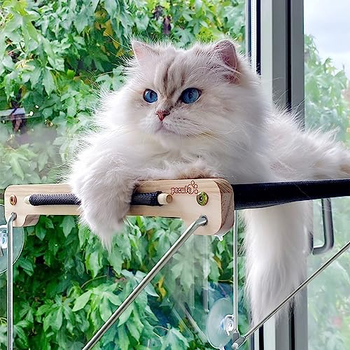 Katzen Fensterplätze bis 15 kg Katzen Fensterliege Katzenhängematte für Katzen mit Massivholz und Metall Stabiles Fensterbrett Katzen Katzenliege Fenster katzenhängebett Fenster mit Saugnapf