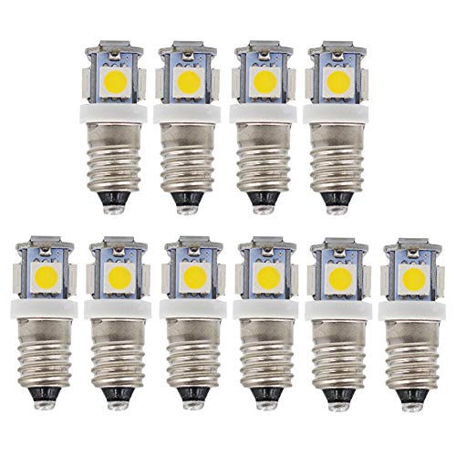 GutReise LED-Leuchtmittel 10 Stück E10 9V Kaltweiß 5 SMD 0 5 W 40Lm 10 Stück 1er Pack Kaltweiß
