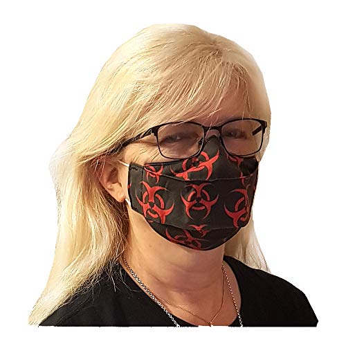 Behelfsmaske Baumwollmaske für Brillenträger Rosen Totenkopf Schädel Trachten Skull glänzend