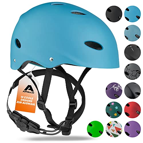 Apollo Skate-Helm Kinder-Helm - Verstellbarer Skateboard Scooter BMX-Helm mit Drehrad-Anpassung geeignet für Kinder Erwachsene in verschiedenen Größen und Farben