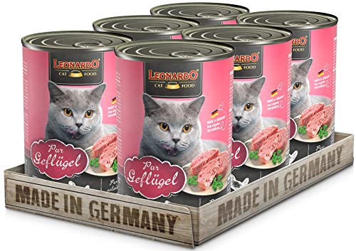 LEONARDO Nassfutter für Katzen Geflügel pur 6X 400g Dose Katzenfutter getreidefrei Alleinfutter Made in Germany