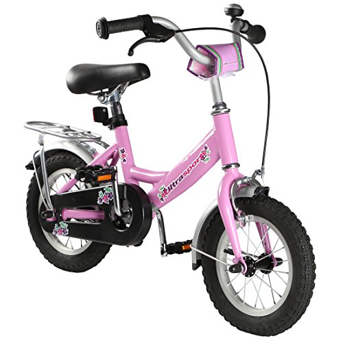 Ultrasport 12 Zoll rosafarbenes Fahrrad fÃ¼r MÃ¤dchen ab 3 Jahre 12 5 Zoll Kinderrad mit RÃ¼cktrittbremse