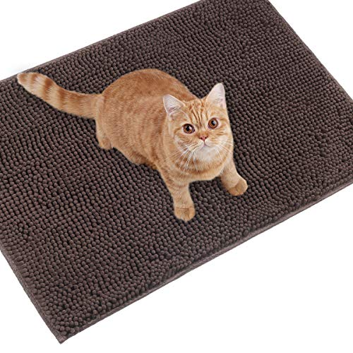 VIVAGLORY Katzenstreu-Matte Streufangmatte 80 50 cm Katzen Katzentoiletten Teppich mit Wasserdichter Rückseite Superweich für Die Pfoten der Katze Maschinenwaschbar Braun