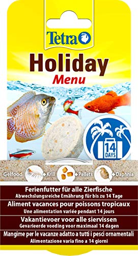 Tetra Holiday Menu - Ferienfutter für Zierfische Gelfutterblock mit Krill Pellets und Daphnia abwechslungsreiche Ernährung für bis zu 14 Tage 30g