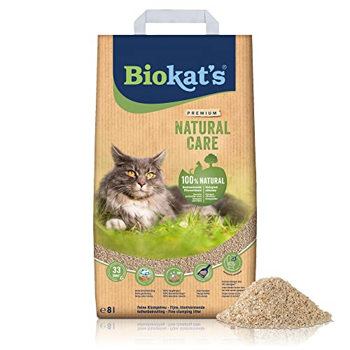 Biokat s Natural Care - Feine klumpende Katzenstreu aus nachwachsenden und kompostierfähigen Pflanzenfasern - 1 Sack 1 x 8 L