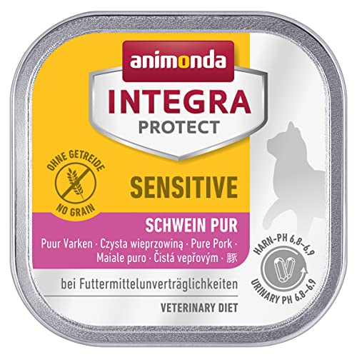 animonda Integra Protect Katze Sensitive Diät Katzenfutter Nassfutter bei Futtermittelallergie Schwein Pur 16 x 100 g