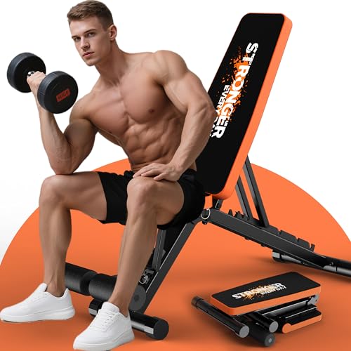 GENIXFIT Hantelbank Verstellbar Klappbare Mobile Trainingsbank Mit 7-Fach Verstellbarer Rückenlehne 3 Sitzpositionen Schrägbank Für Bankdrücken Zuhause Bis 400 Kg Belastbar Buchstabenmuster