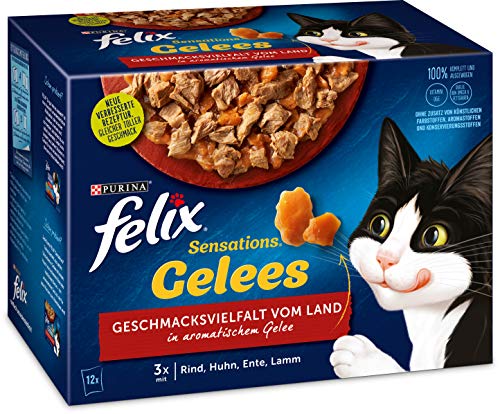 FELIX Katzennassfutter Sensations Gelees Geschmacksvielfalt vom Land 6er Pack 6 x 12 x 85g