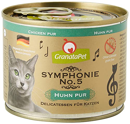 GranataPet Symphonie No. 5 Huhn PUR 6x 200g Katzenfutter Getreide Zuckerzusätze Filet in natürlichem Gelee delikates Nassfutter für