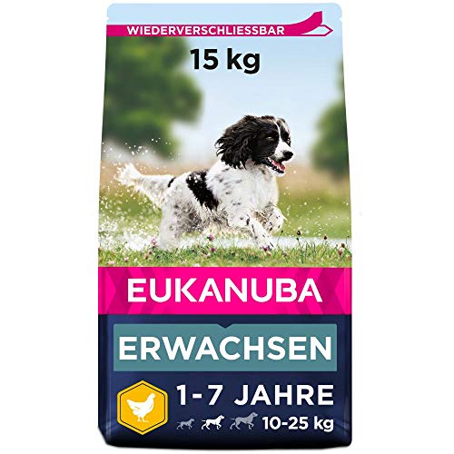Eukanuba Hundefutter mit frischem für mittelgroße Rassen Premium Trockenfutter für ausgewachsene Hunde 15 kg