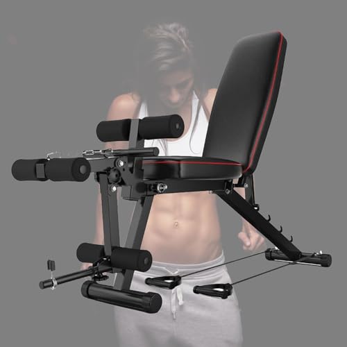 Weyot Komplett Hantelbank mit Beincurler und Beinstrecker Fitnessbank Verstellbar für Ganzkörpertraining Trainingsbank Neigbare Bauchmuskelbank Gym Bench for HomeBlack 48 118 111CM