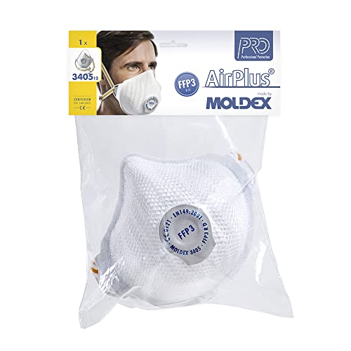 Moldex Atemschutzmaske Air Plus FFP3 R D mit Klimaventil 1 Stück 3405 12
