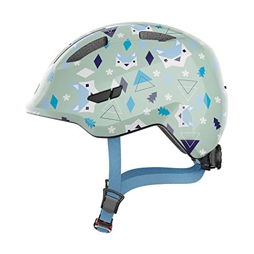 ABUS Kinderhelm Smiley 3.0   Fahrradhelm mit tiefer Passform kindergerechten Designs Platz für einen Zopf   für Mädchen und Jungs   Hellgrün mit Muster Größe S