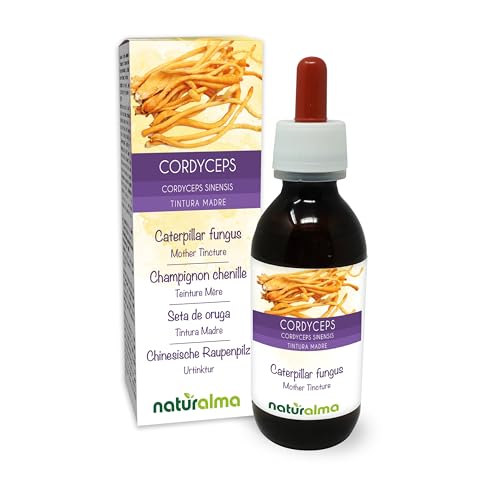 Cordyceps oder Chinesische Raupenpilz Cordyceps sinensis oder Ophiocordyceps sinensis Pilz Alkoholfreier Urtinktur Naturalma - Flüssig-Extrakt Tropfen 120 ml - Nahrungsergänzungsmittel - Veganer