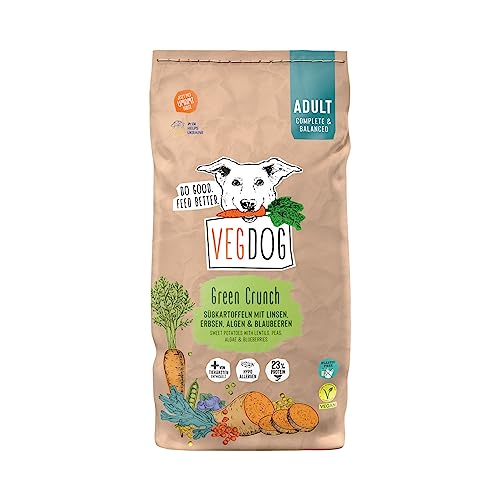 VEGDOG Green Crunch veganes für Adulte Süßkartoffel Linsen getreidefreies Alleinfutter für Allergiker alternativer Proteinquelle 10