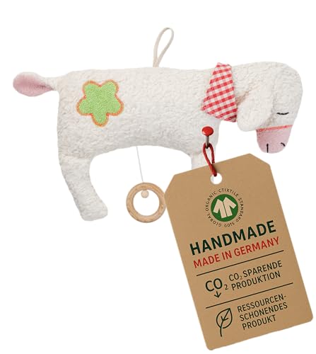 Efie Bio Schäfchen 100 % Baumwollplüsch Schurwolle Füllung GOTS zertifiziert handgefertigt in Deutschland Weißt du wieviel Sternlein stehen