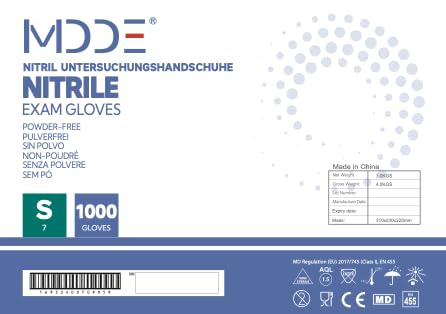 Einweghandschuhe Einmalhandschuhe Nitril handschuhe Untersuchungshandschuhe für medizinische Lebensmittel puderfrei latexfrei hypoallergen Kosmetikerinnen 1000 Blau S