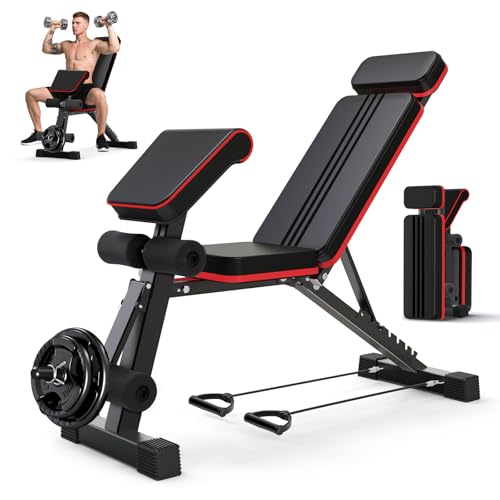 SOFTHOM 400kg Multifunktionale Hantelbank für Ganzkörpertraining Beinstrecker und Preacher-Curl-Polster 7-Fach Verstellbare Rückenlehne Rückenverlängerung Römischer Stuhl