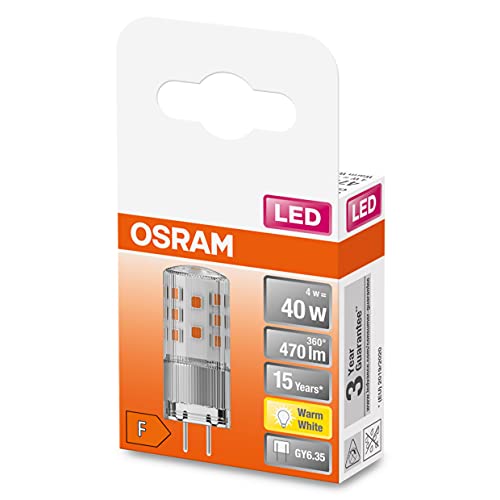 OSRAM Star PIN 40 Pinlampe für GY6.35 Sockel Warmweiß 2700K 470 Lumen Ersatz für herkömmliche 40W Glühbirnen 1er Pack