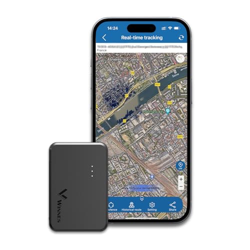 Winnes Mini 4G Tracker mit SIM Kaete 1500mAh Magnet Tracker Auto Echtzeit-Tracking Geofencing Sender Geeignet für die persönliche und die Brieftasche Tragetasche