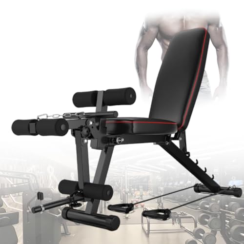 ypuxil Hantelbank Klappbar Trainingsbank für Zuhause 200 kg robuste Stabilität 3-stufige Beinmassagerolle ideal für das Heim-Fitnessstudio und Ganzkörpertraining Black 162cm