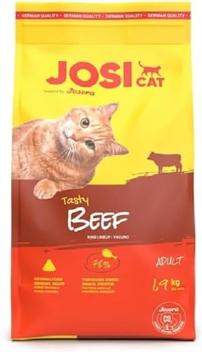 JosiCat Tasty Beef 1 x 1 9 kg Katzenfutter mit herzhaftem Rind - ausgewogene gut verträgliche Rezeptur Premium Trockenfutter für ausgewachsene Katzen Powered by JOSERA 1er Pack