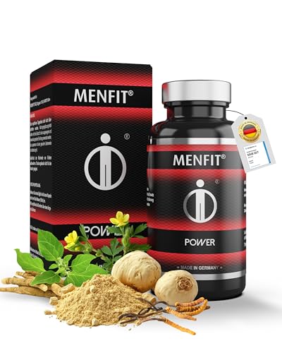 MENFIT Power Für Energie Ausdauer Mit Tribulus Maca Ashwagandha Cordyceps mit Zink Selen Vegan Made in Germany 60 Kapseln