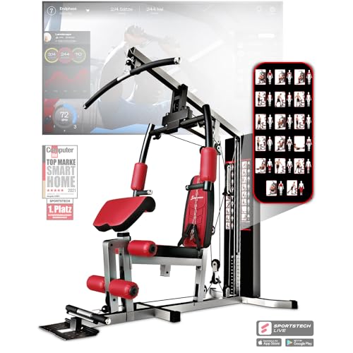 Sportstech Einzigartige Premium Kraftstation HGX100 HGX200 HGX300 für unzählige Trainingsvarianten Multifunktions-Homegym mit Stepper oder Beinpresse Fitnessstation aus Eva Material für Zuhause