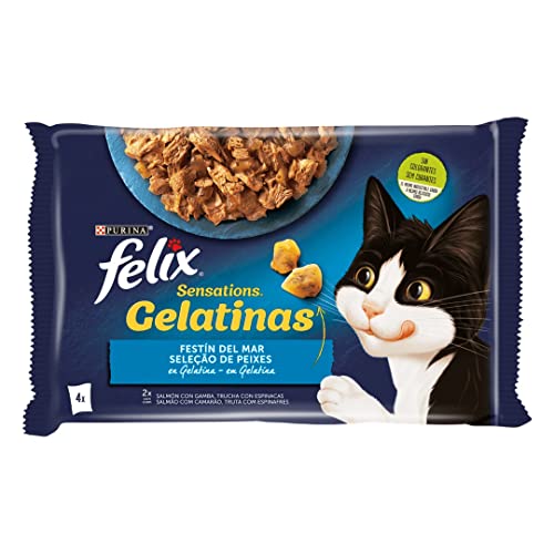 Felix Purina Sensations Nassfutter für Katzen Erwachsene Fischsortiment 4 Beutel 85 g