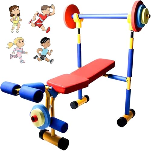 MIDUOLAI Fitness-TrainingsgeräTe FüR Kinder Lustiges Trainingsspielzeug Bank Und Beinpresse Trainings-Langhantel FüR Kinder Fitness-TrainingsgeräTe A