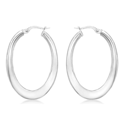 Carissima Damen 9ct Oval Wave Creole Earrings weißgold