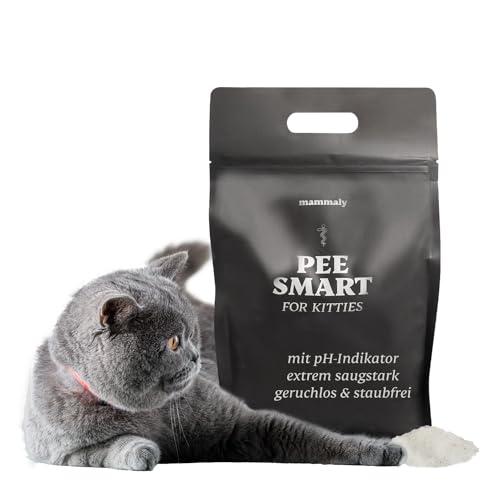 mammaly - Pee Smart Katzenstreu geruchsneutralisierend - Duft Deo frei Silikat Katzenstreu fein Katzenstreu Nicht klumpend Reichweite 1 Monat