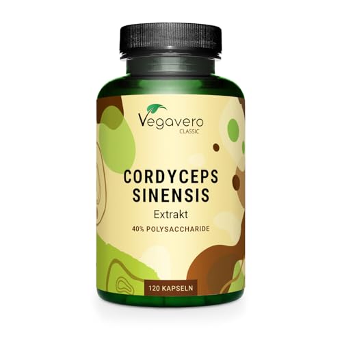Cordyceps Sinensis Vegavero 650 mg CS-4 Extrakt 10 1 Vergleichssieger 2024 40% Polysaccharide Vegan aus Fermentation Entspricht 6500 mg pro Kapsel Ohne Zusätze 120 Stück