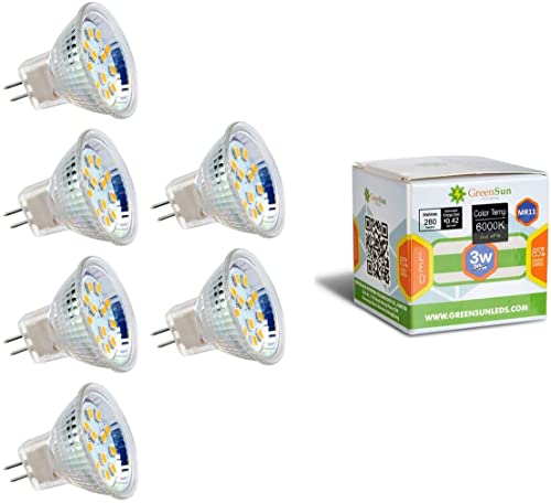 GreenSun LED Lighting 6X AC DC 12V MR11 GU4 3W 12 2835SMD LED Spot Gluehbirne Strahler Lampe Leuchte Warmweiss