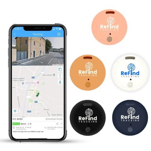 ReFind R2 Smart Tracker Mini-GPS-Tag Live-Tracking auf kostenloser App Bluetooth 5.0 Schlüsselfinder Tracker für Gepäck Artikelfinder Hunde- und Katzen-Tracker Android Samsung schwarz