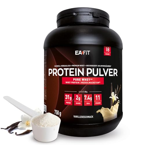 Protein Pulver Vanille 750g - Premium Eiweiss protein pulver für Muskelaufbau - Whey Protein Isolate - Protein Pulver mit Shaker Empfehlung - für Shaker Protein Fitness - EAFIT
