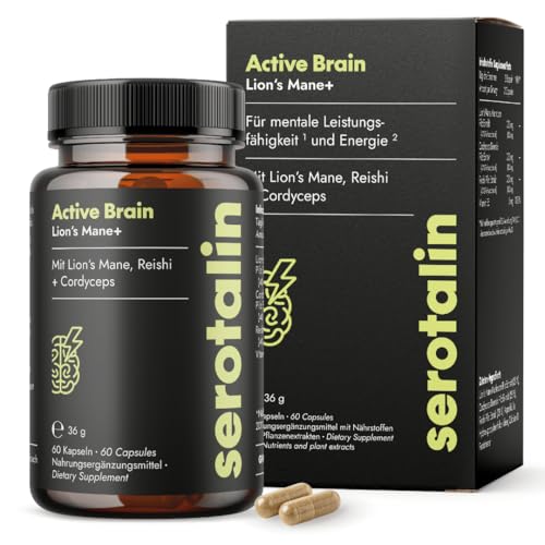 serotalin Lions Mane I Cordyceps I 60 Pilz Komplex Kapseln hochdosiert ohne Zusatzstoffe Deutsche Produktion Labor getestet I Vegan