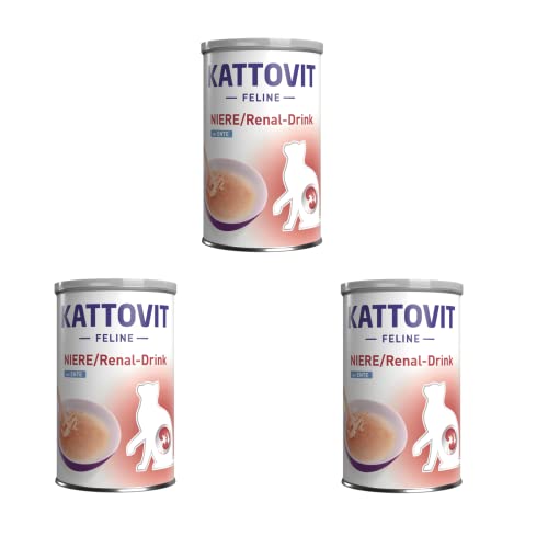 Kattovit Niere Renal-Drink Ente 3er Pack 3 x 135 ml Ergänzungsfuttermittel für ausgewachsene Katzen Fleischstückchen mit Ente Zur Unterstützung der Nierenfunktion