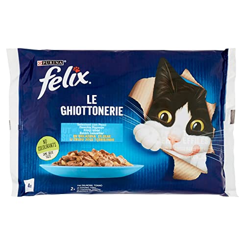 Purina Felix Le Ghiottonerie Katzenfutter mit Lachs und Thunfisch 4 Beutel 85 g