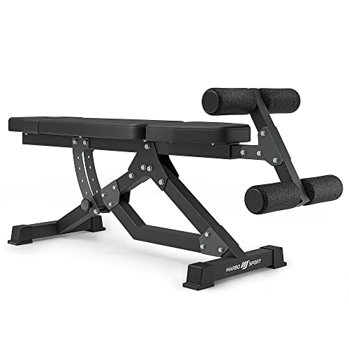 Marbo Sport Trainingsbank Hantelbank Bizepsbank Bauchtrainingsbank Bizeps Trizeps Trainingsgerät Curlbank Beincurler - Home Gym Armtrainer Trainingsgerät Verstellbare Beinstütze - MS-L110 2.0
